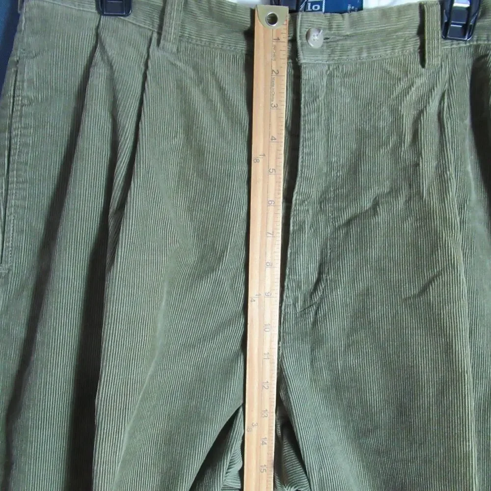 Vintage Polo Ralph Lauren Hammond Pant Corduroy Cuffed Green Men 38x32 Old Money